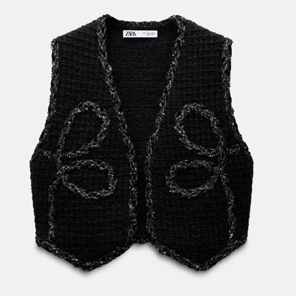 Zara Black Knit Vest with Embroidery - Picture 5 of 6